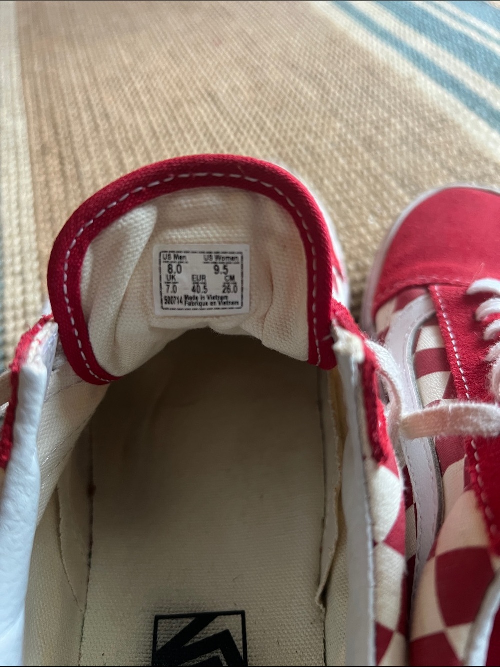 Vans Red and White Checkerboard Low-Top Sneakers - Picture 2 of 8
